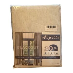 Aipilto Linen‎ Blackout Curtains Natural Pinch Pleated Tab Top 40x90 2 Panel